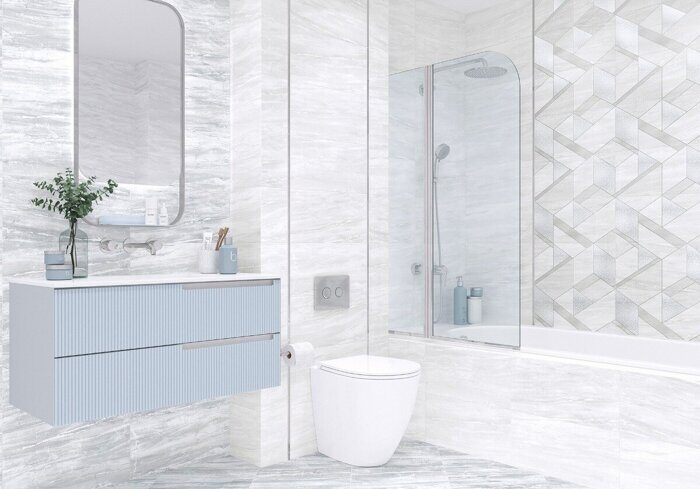 Interni Grey AltaCera серая настенная плитка глянцевая 25х50см