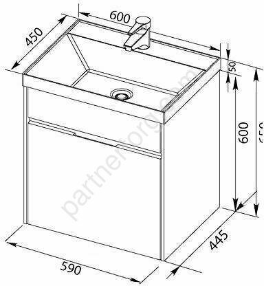 Латина 60 белая тумба для ванной комнаты 1 ящик с раковиной-столешницей Орлеан 60 QUICK CLAC Aquanet