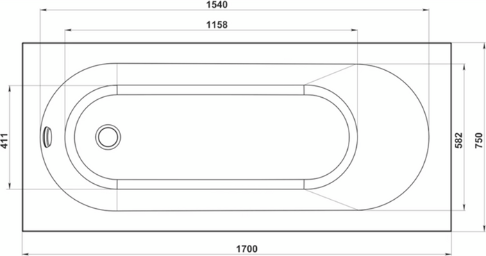 BAS PRO Орион ванна акриловая прямоугольная 170х75 см