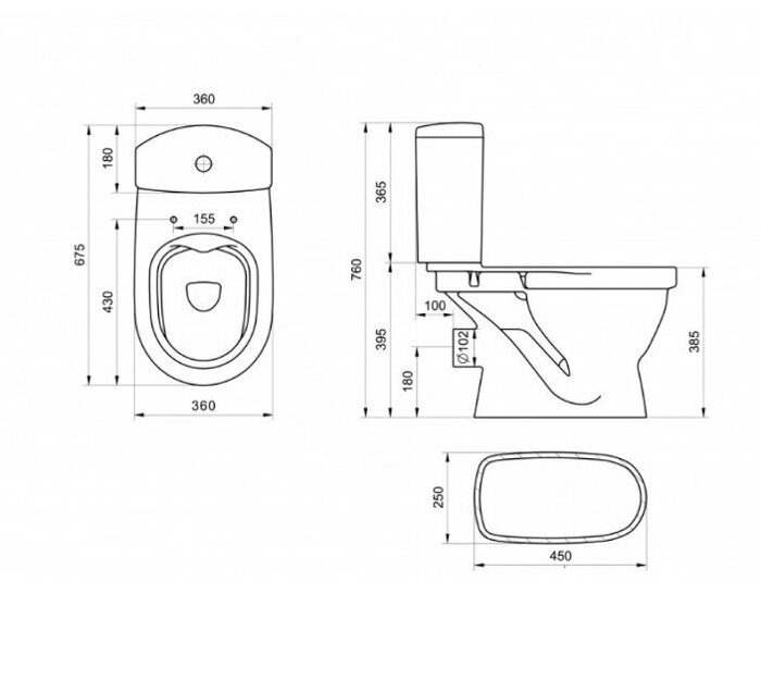Алькор Rimless безободковый унитаз компакт Santek с сидением дюропласт