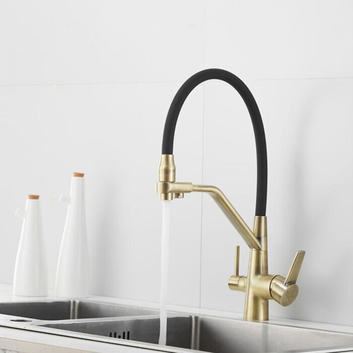 Rose R558Q смеситель для кухни с гибким изливом под фильтр, бронза