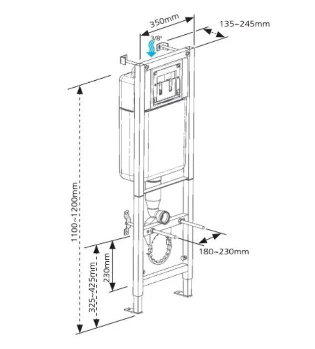 Cersanit Black инсталляция для унитаза 35см с кнопкой Leon S-IN-BLACK-Cg-w