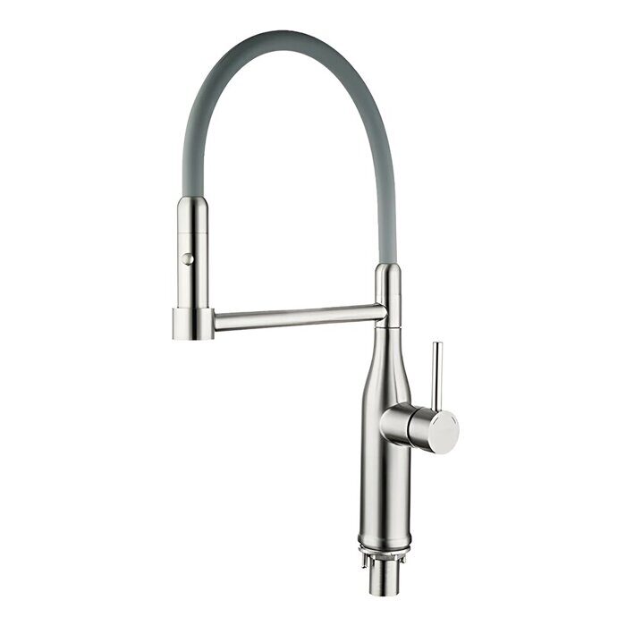 Gappo G4398-55 смеситель для кухни с гибким изливом серый/сатин