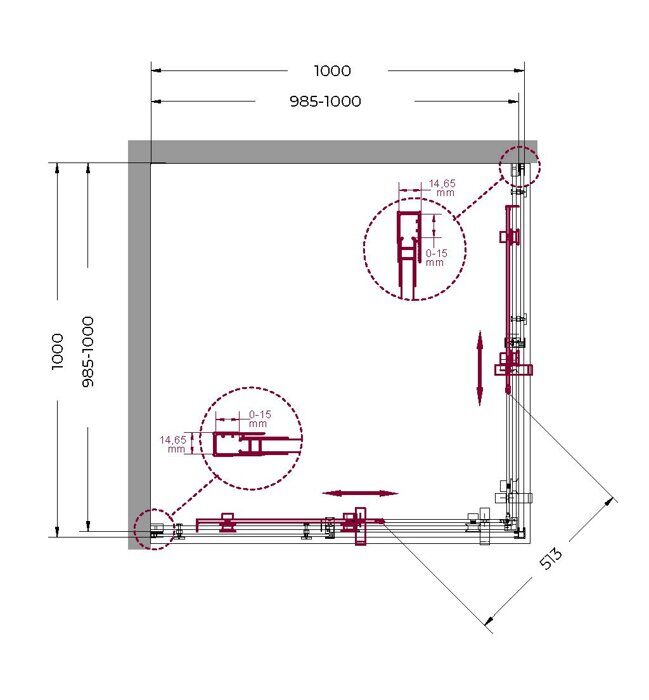 BelBagno MARINO-A-2-100-C-CR душевой уголок 100х100х195 см, дверь раздвижная, стекло прозрачное, профиль хром