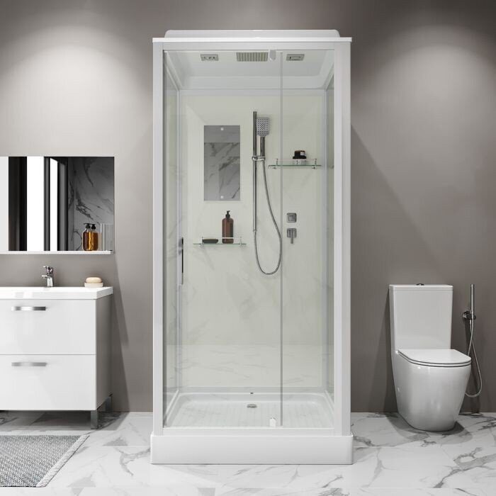 Niagara Standart  ST80/15Q, душевая кабина пристенная квадратная 80х80х215 см, прозрачное стекло, низкий поддон