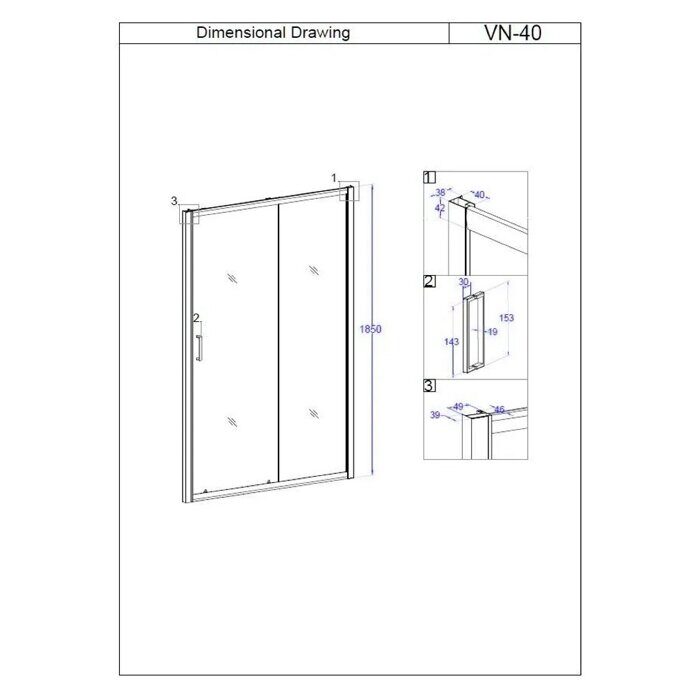 Veconi VN40-110-01-C1 душевая дверь раздвижная 110х185 см, профиль хром
