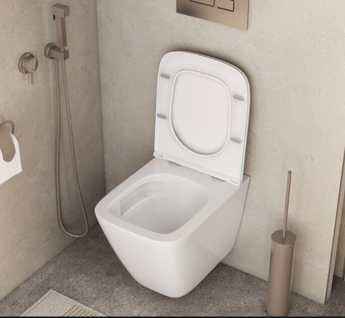 Унитаз подвесной с закрытым дном безободковый со смывом Торнадо с сидением GR-4479SQC