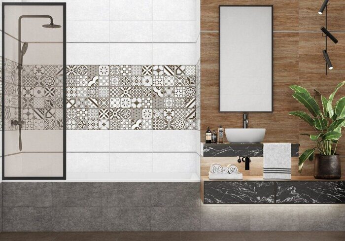 Boho настенная плитка серая матовая 25х50см Alma Ceramica TWU2550BOH70