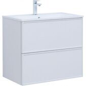 Арт 75 тумба белая матовая для ванной комнаты с раковиной-столешницей Арт 75 Aquanet