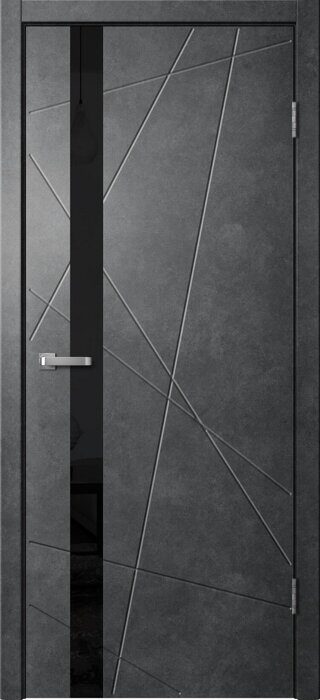 LINE02 Line FlyDoors дверь межкомнатная бетон тёмный черное стекло