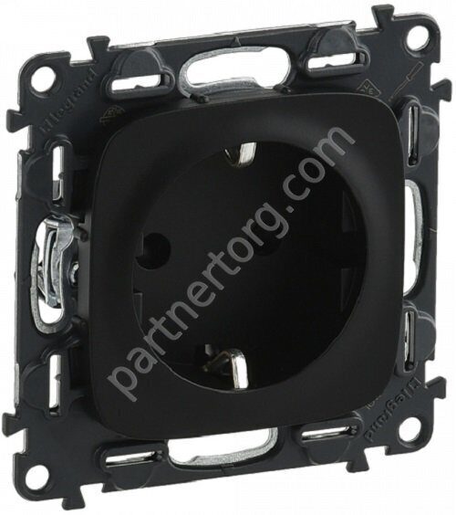 Legrand Valena Allure cиловая розетка 2К+З 16А 250В, безвинтовые зажимы, цвет антрацит