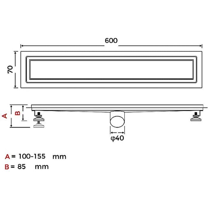 Gappo G86007-4 душевой трап 70х600 мм сатин
