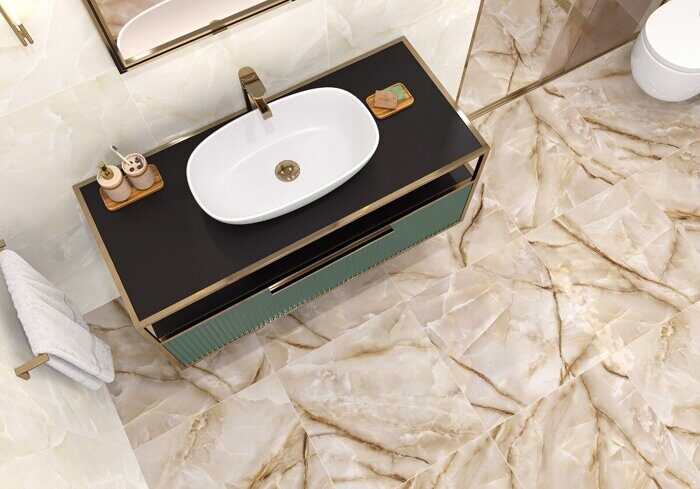 Onyx Royal Latte LCM керамогранит бежевый глянцевый 60х60см