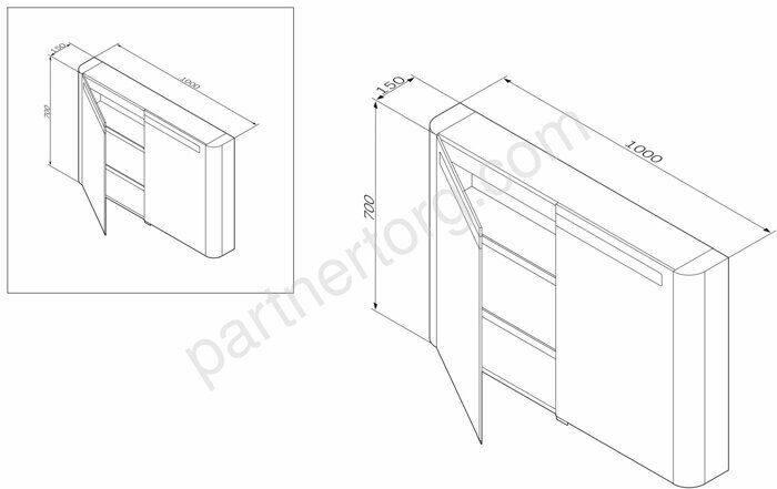 M30MCX1001TF Sensation, зеркало, зеркальный шкаф, 100 см, с подсветкой, табачный дуб, текстурированн