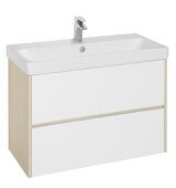 Сканди 90 см тумба белая/дуб верона для ванной комнаты с раковиной Адриана 90 Aquaton