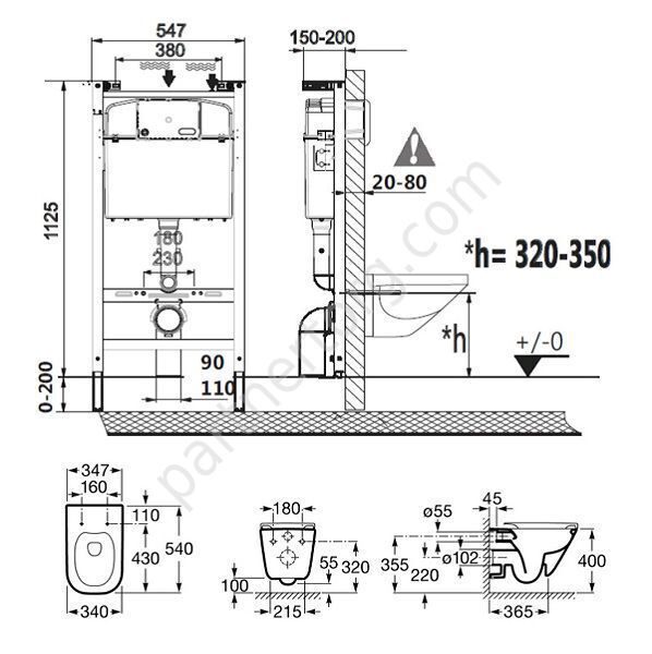 Комплект инсталляции Roca ПЭК с унитазом Gap Rimless и крышкой с микролифтом 893104100