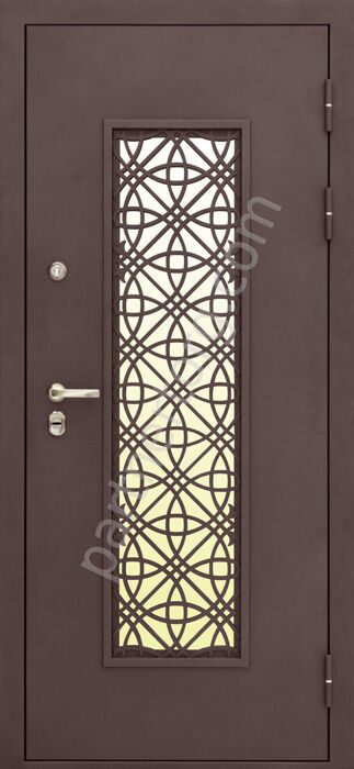 Изумруд Тепло входная стальная дверь с терморазрывом, стеклопакет Алмаз