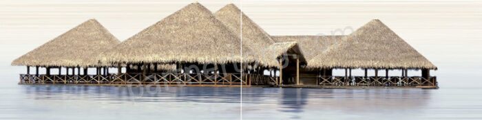 Del Mare панно из 2 плиток глянцевое бунгало 25х100см Alma Ceramica PWU09DLM1