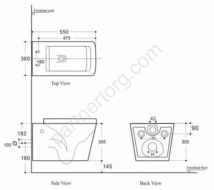 Rimless Tavr-BW безободковый подвесной унитаз с сидением Soft Close Aquanet
