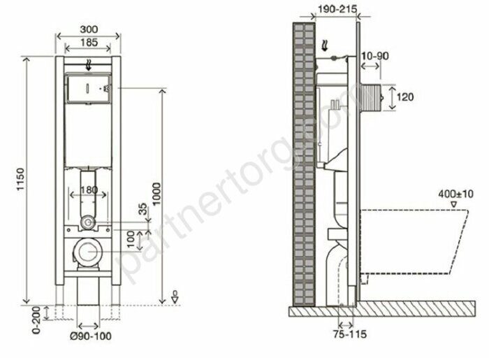 E33130RU-NF инсталляция для унитаза Jacob Delafon ширина 30 см
