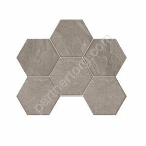 Luna/Terra Hexagon Grey LN02/TE02 серый неполированный керамогранит 29х25см Estima Мозаика