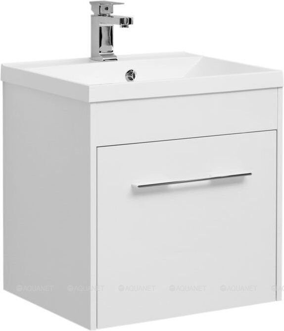 Августа 58 тумба белая для ванной комнаты с раковиной-столешницей Нота 58 Aquanet