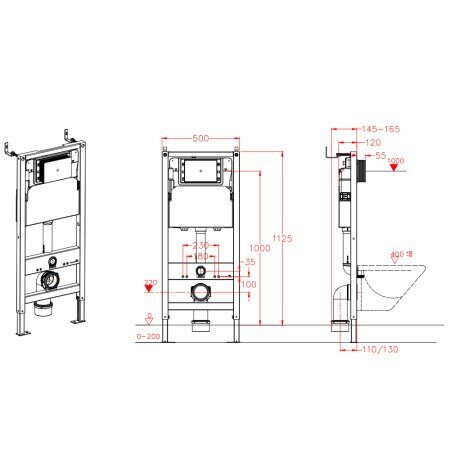 B52UQ-OK-SET подвесной унитаз Торнадо ультра тихий CS52UQ-OK и инсталляции CS501A