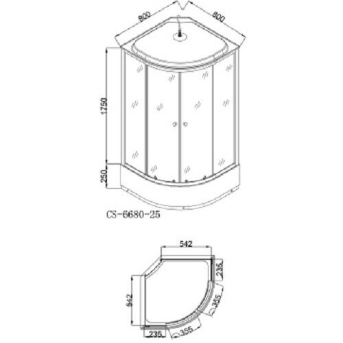 Loranto CS-6680-25 G, 80*80*215 душевая кабина, поддон 25см, прозрачное стекло