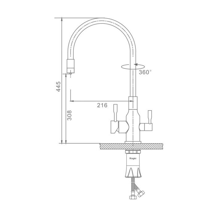 Raglo R81.64.05 смеситель для кухни с подключением к фильтру питьевой воды, сатин