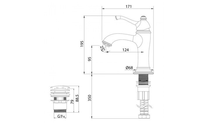 Greek LM5506GG, смеситель для раковины монолитный с донным клапаном, золото Lemark