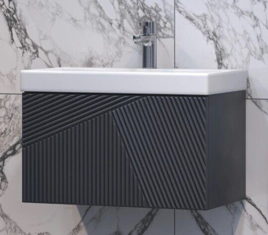 Edge 60.1Y Velvex подвесная тумба графит для ванной комнаты с керамической раковиной  9696-60