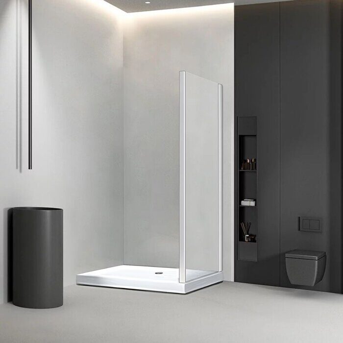 Veconi KP01-90-01-C1 боковая панель 90х185 см, профиль хром, стекло прозрачное