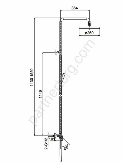 Gappo G2495-76 душевая стойка с термостатом черная, каскадный излив
