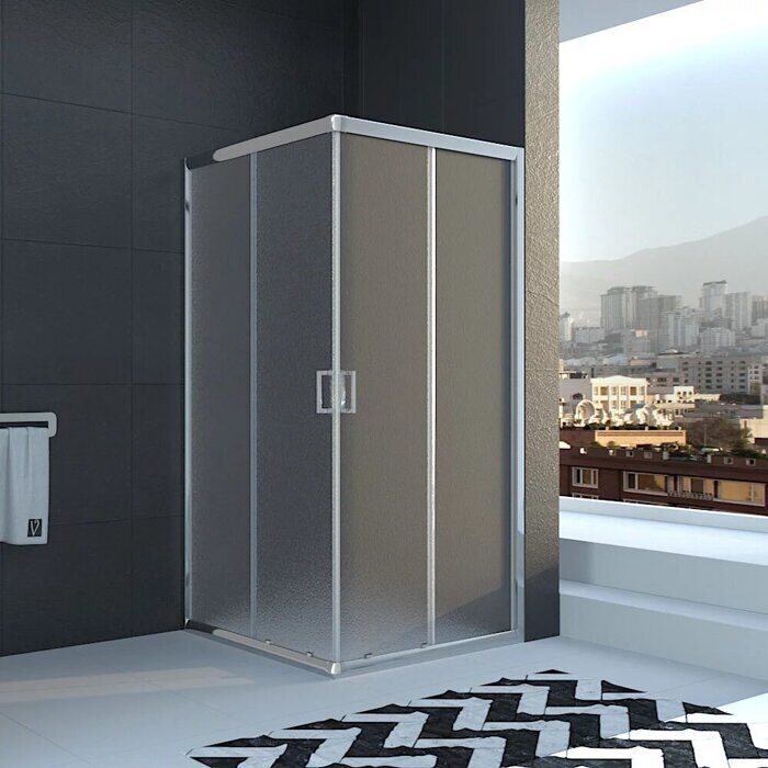 Veconi RV22-80K-02-19C1 душевой угол, 80х80x195 см, дверь раздвижная, профиль хром