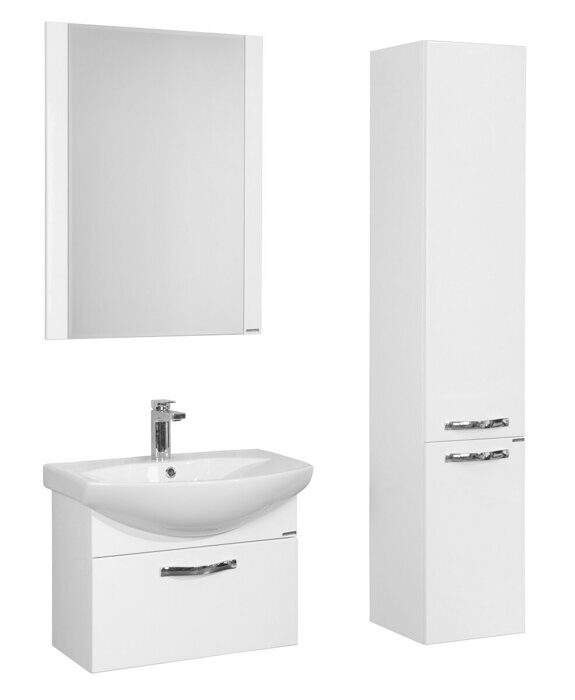 Ария 65 см тумба подвесная белая для ванной комнаты с раковиной Смайл 65 Aquaton