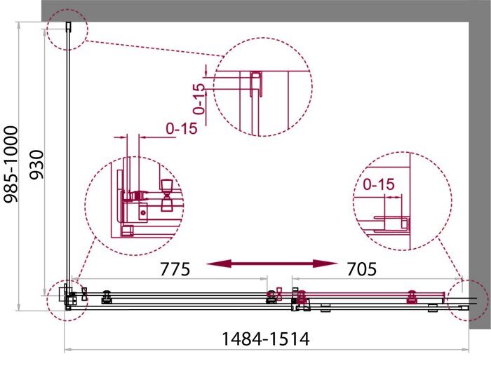 BelBagno ACQUA-AH-1-150/100-C-Cr душевой уголок 150х100х195 см, дверь раздвижная, стекло прозрачное, профиль хром