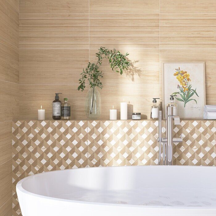 Rustic Beige Struttura настенная плитка бежевая полуматовая рейки 31х63см Azori