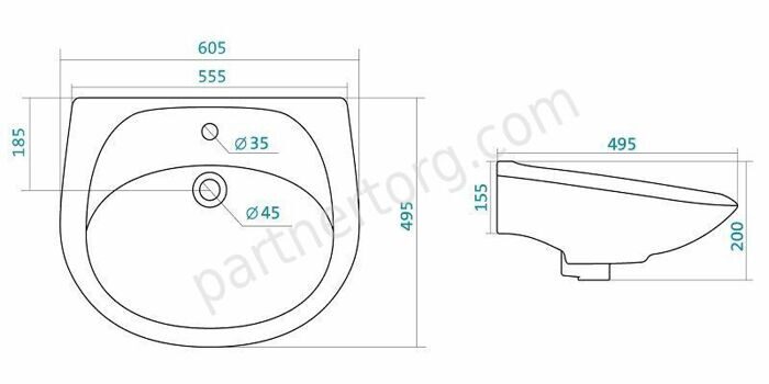 Бриз 60 см умывальник белый Santek
