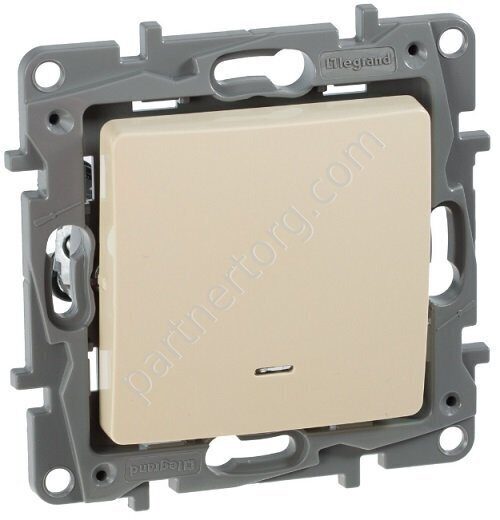 Legrand Etika выключатель 1-клавишный 10АX 250В, с подсветкой, цвет слоновая кость