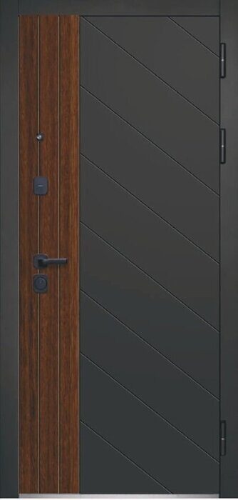 Luxor 2МДФ Диагональ Зеркало дверь входная Антрацит софт, Грецкий орех ,  Эмалит белый встроенное зеркало в пол