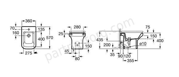 Dama-N Roca биде напольное 57 см