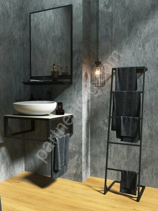 Grunge Loft 130х35Н полотенцедержатель черный матовый