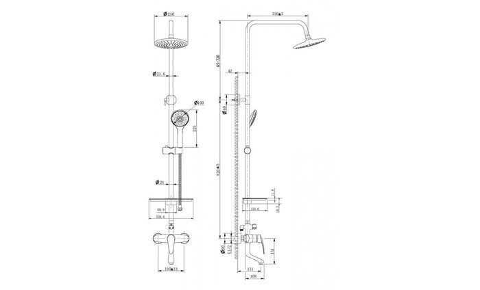 Linara LM0462C, душевая система с тропическим душем, с изливом, хром Lemark