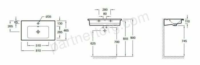 Vox Jacob Delafon  80см  раковина-столешница мебельная EXAE112-Z-00