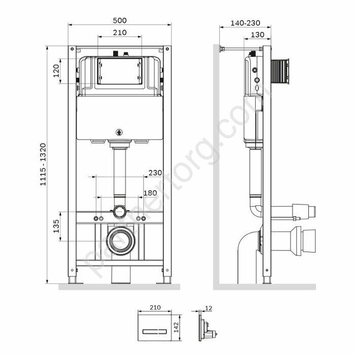 Pro инсталляция для подвесного унитаза с сенсорной бесконтактной клавишей Touchless Pro стекло черное