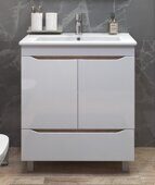 Grani 600-2-1 тумба дуб золотой для ванной комнаты с умывальником Элина 60