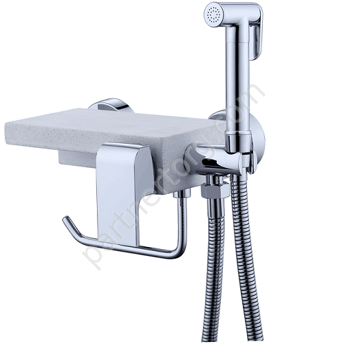 Gyron Gappo G7296 смеситель с гигиеническим душем и бумагодержателем белый хром