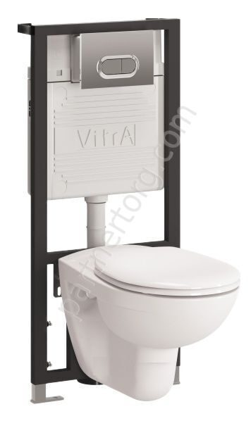 Vitra инсталляция  с клавишей матовый хром с унитазом подвесным Normus и сиденьем