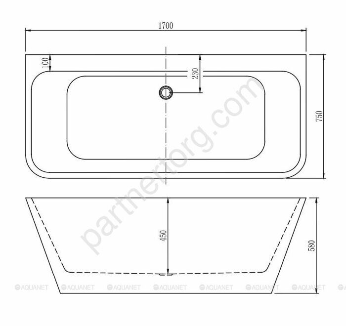 Family Perfect акриловая ванна Aquanet Gloss Finish 170х75см