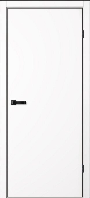 N01 ПГ Neo FlyDoors дверь межкомнатная эмалит белый с алюминиевой кромкой черной